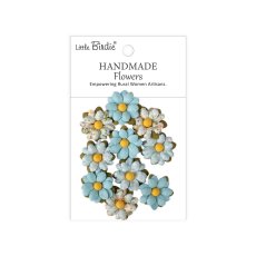 CR110148 Papierowe kwiatki - Little Birdie Handmade Printed Paper Flowers Cordelia Blue Symphony -9szt