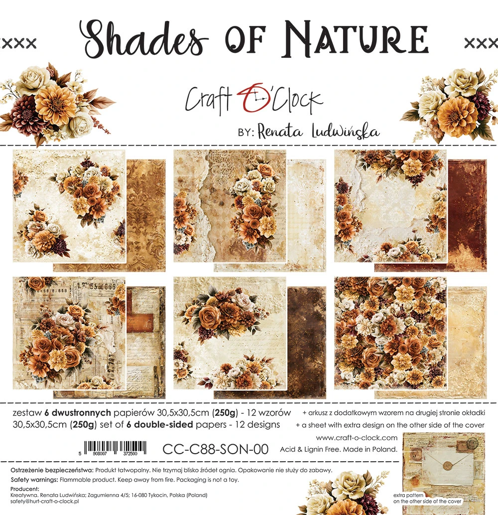 CC-C88-SON-00 *PRZEDSPRZEDAŻ -SHADES OF NATURE - zestaw papierów 30,5x30,5cm -wysyłka po 14.09.2026r.