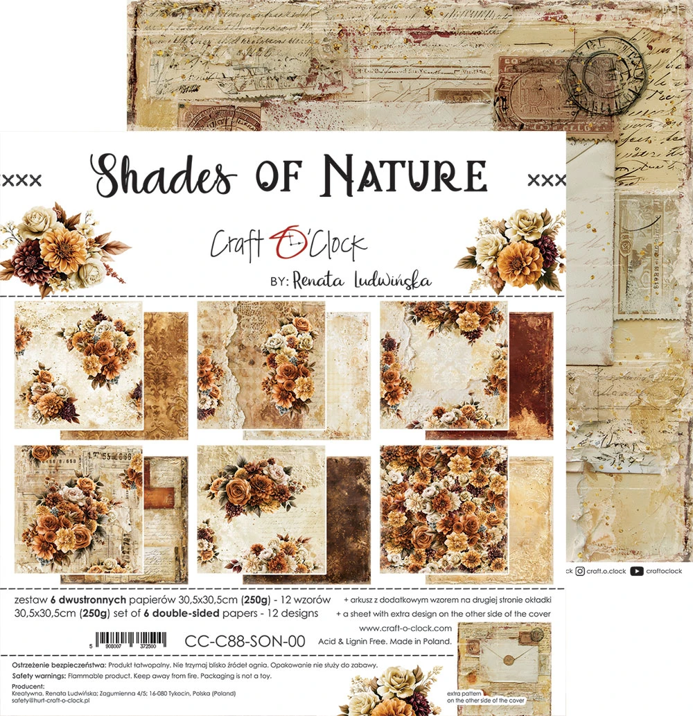 CC-C88-SON-00 *PRZEDSPRZEDAŻ -SHADES OF NATURE - zestaw papierów 30,5x30,5cm -wysyłka po 14.09.2026r.