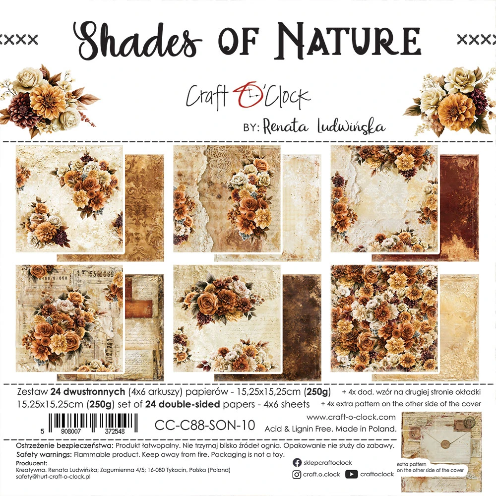CC-C88-SON-10 *PRZEDSPRZEDAŻ -SHADES OF NATURE - zestaw papierów 15,25x15,25cm -wysyłka po 14.09.2026r.