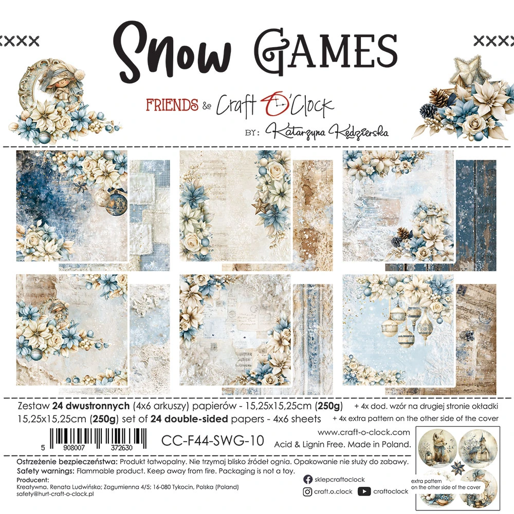 CC-F44-SWG-10 *PRZEDSPRZEDAŻ -SNOW GAMES - zestaw papierów 15,25x15,25cm -wysyłka po 14.09.2026r.