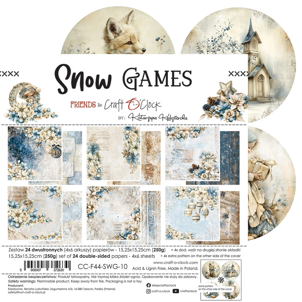 CC-F44-SWG-10 *PRZEDSPRZEDAŻ -SNOW GAMES - zestaw papierów 15,25x15,25cm -wysyłka po 14.09.2026r.