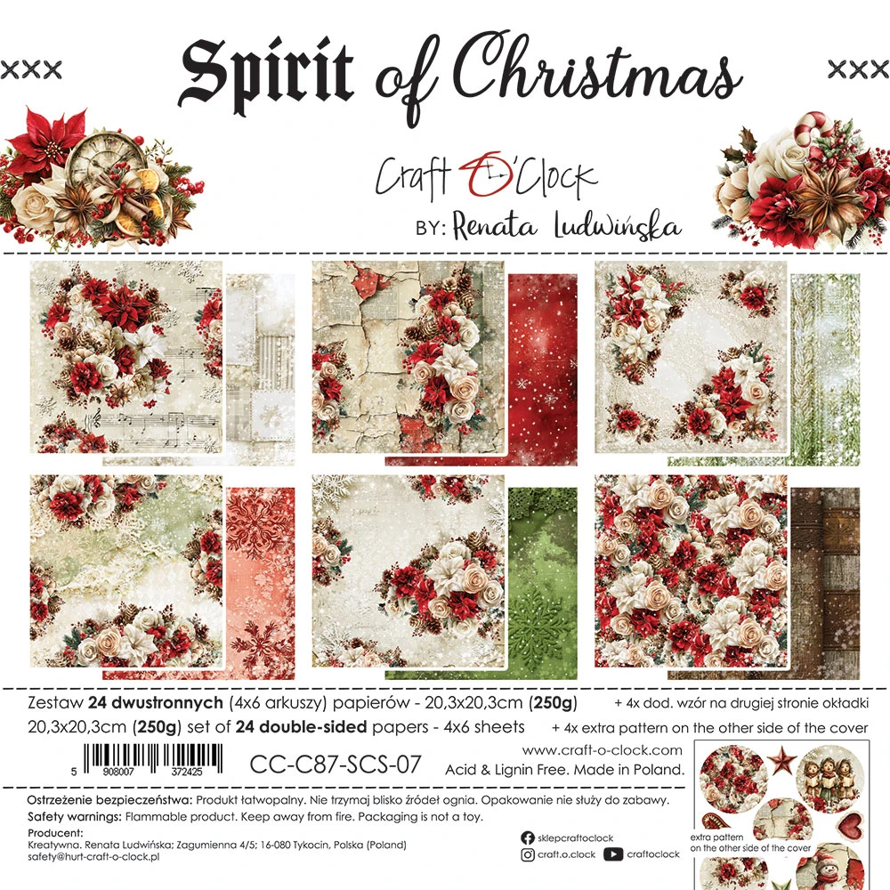 CC-C87-SCS-09 *PRZEDSPRZEDAŻ -SPIRIT OF CHRISTMAS- zestaw papierów 20,3x20,3cm - MIX -wysyłka po 14.09.2026r.
