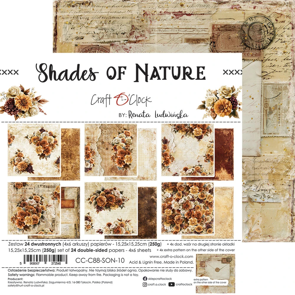 CC-C88-SON-10 *PRZEDSPRZEDAŻ -SHADES OF NATURE - zestaw papierów 15,25x15,25cm -wysyłka po 14.09.2026r.