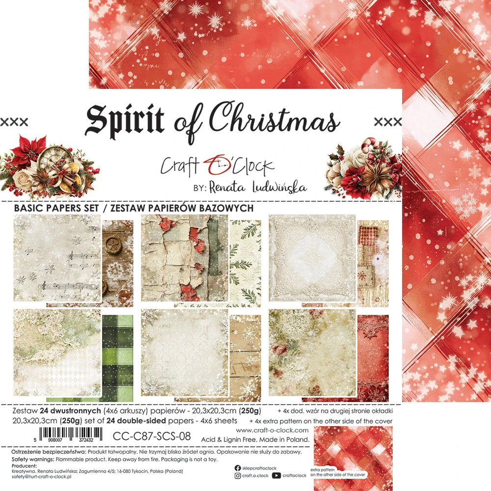 CC-C87-SCS-09 *PRZEDSPRZEDAŻ -SPIRIT OF CHRISTMAS- zestaw papierów 20,3x20,3cm - MIX -wysyłka po 14.09.2026r.