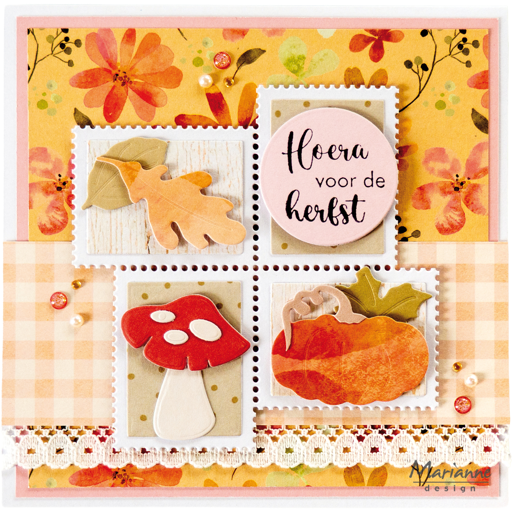 CR1738 Wykrojnik Marianne Design-Craftable -Stamp layout - square -kwadratowy układ znaczków