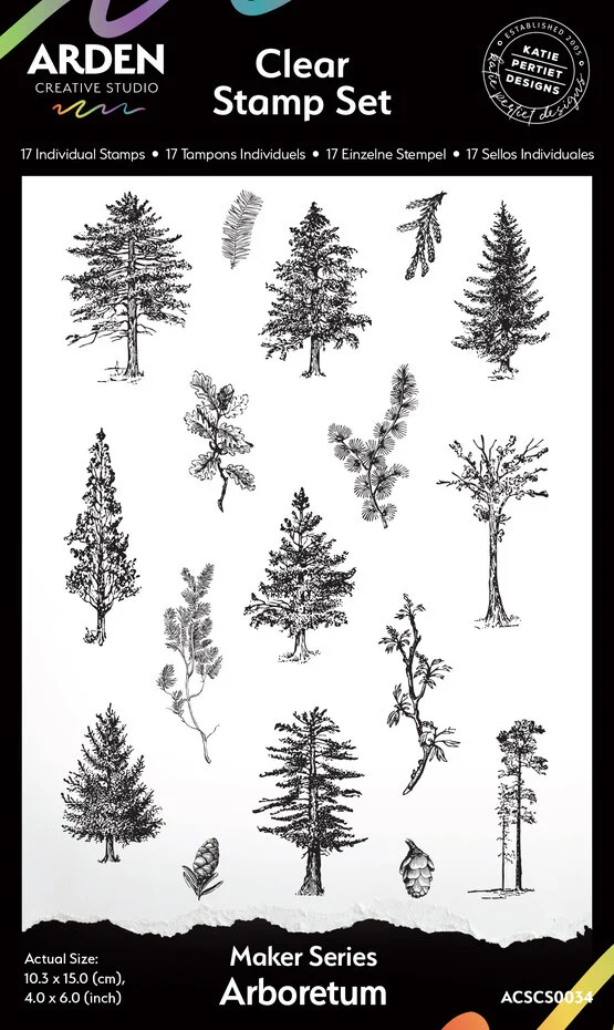 ACSCS0034 Stemple akrylowe Maker Series Arboretum by Katie Pertiet – leśne motywy, 17 szt.