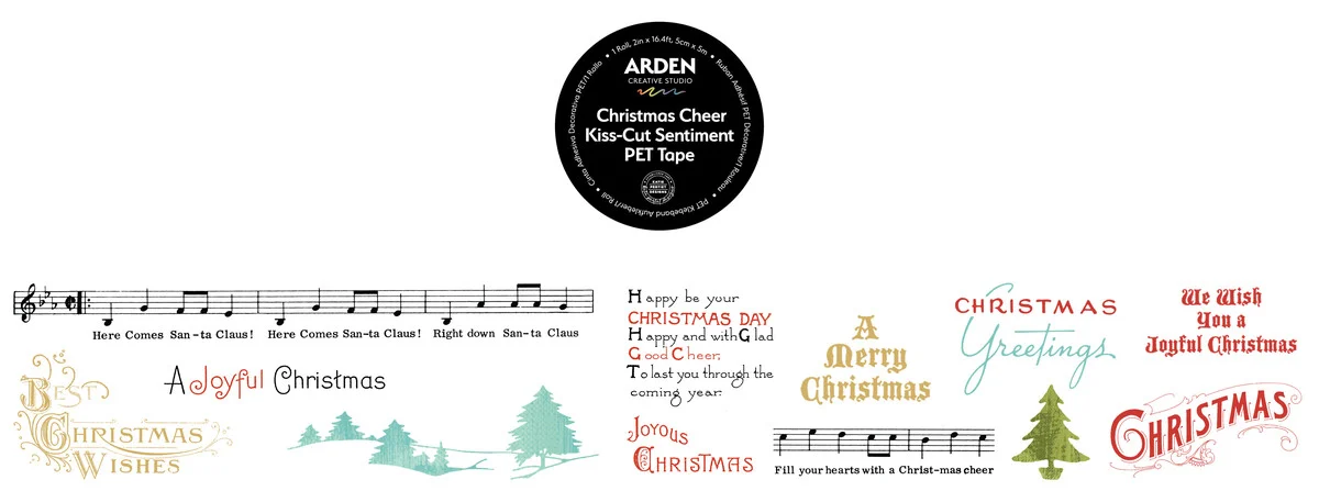 ACSCT0008 Christmas Cheer Kiss-Cut PET Tape Sentiment (5cmx5m) by Katie Pertiet