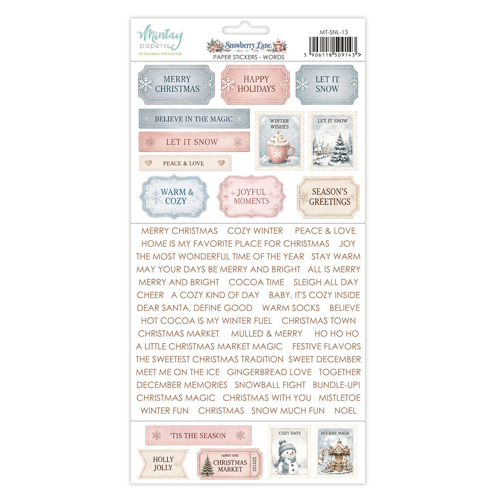 MT-SNL-13 *PRZEDSPRZEDAŻ * Snowberry Lane -MINTAY PAPERS - Naklejki - NAPISY ANGIELSKIE- wysyłka po 5 października 2026