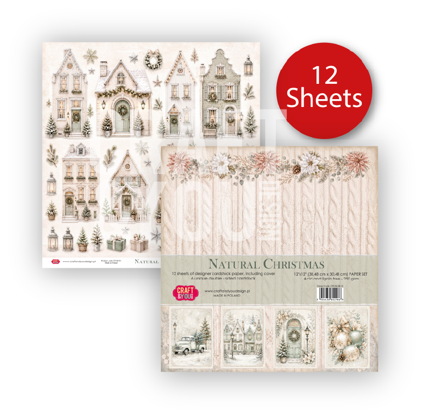 CPS-NC30-12 Duży zestaw/big set 30,5x30,5cm NATURAL CHRISTMAS Craft & You Design