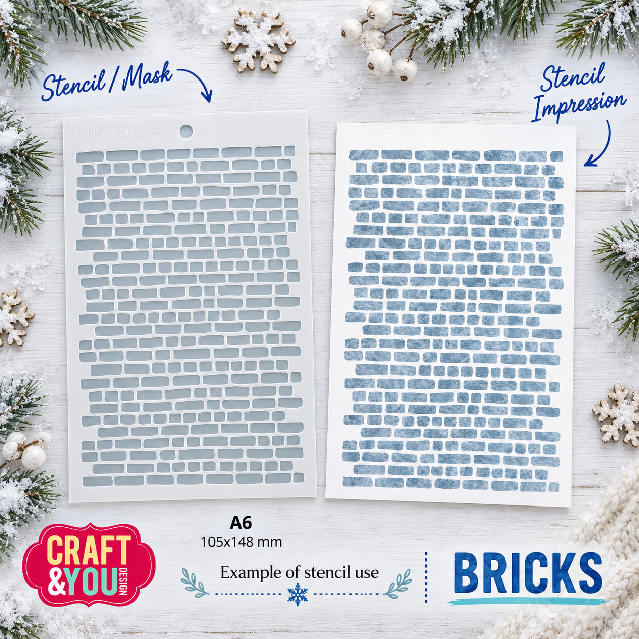 SC023 Stencil / Maska -Bricks/Cegiełki- Craft & You Design