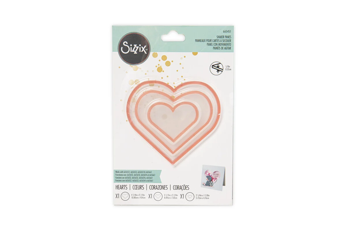 Okienka do shakerów serca - Sizzix Shaker Panes Hearts –3 szt. (665451)