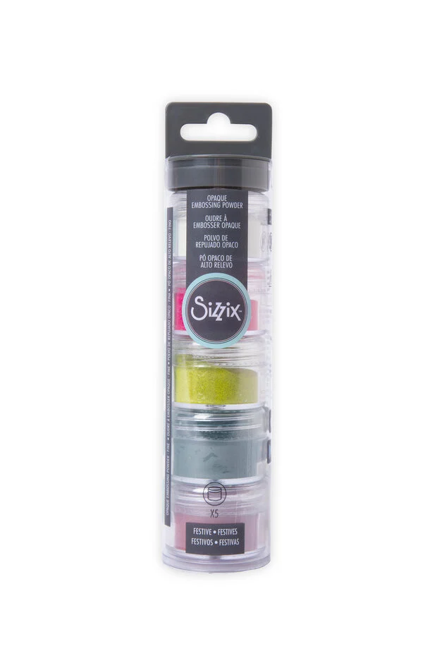 Pudry do embossingu Sizzix –Opaque Embossing Powder Festive, 5 × 12 g (665688)