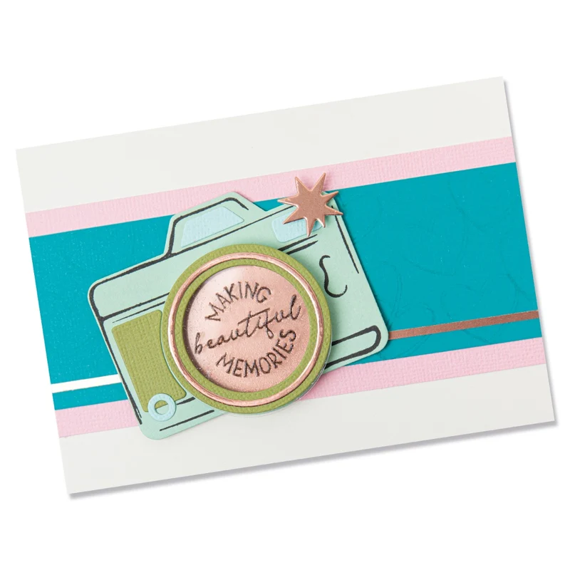 Stemple i wykroniki Sizzix •Framelits Die Set 6PK w/4PK Stamps - Memory Maker -aparat foto (665657)