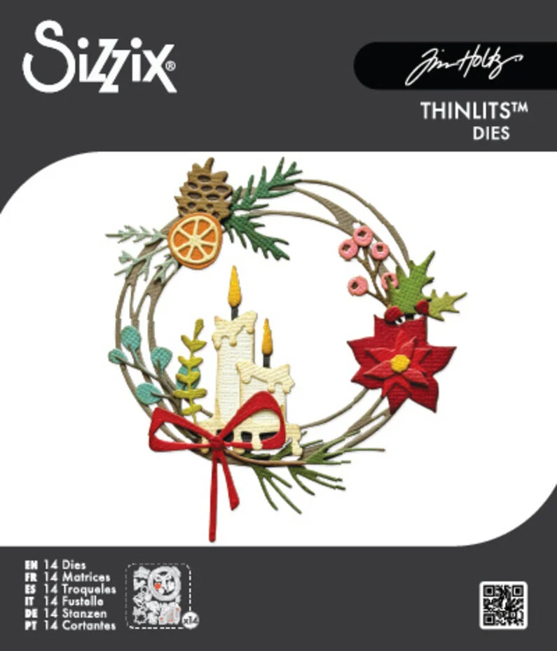 Wykrojnik Thinlits Die Vault Festive Wreath (14pcs) by Tim Holtz - wianek świąteczny (666715)