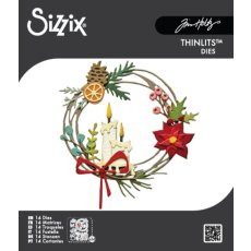 Wykrojnik Thinlits Die Vault Festive Wreath (14pcs) by Tim Holtz - wianek świąteczny (666715)