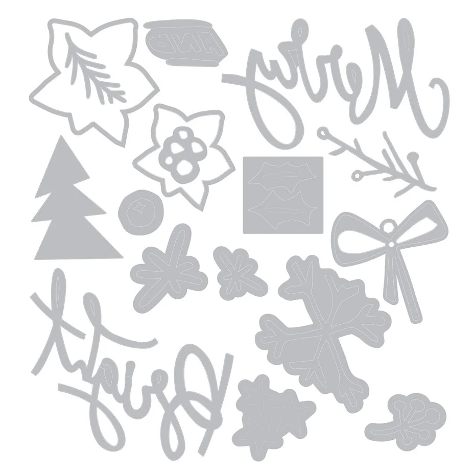 Wykrojniki Thinlits Die Vault Side-Order Merry + Bright (17szt) i folder do embossingu 2D by Tim Holtz (667248)