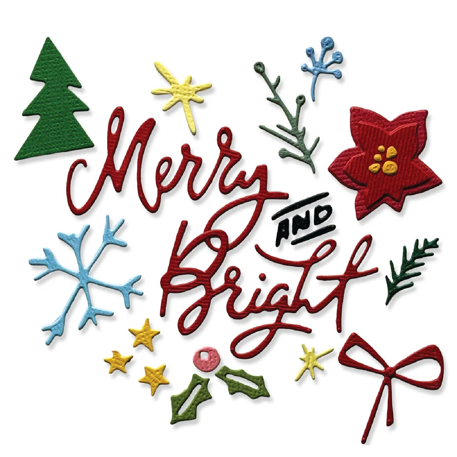 Wykrojniki Thinlits Die Vault Side-Order Merry + Bright (17szt) i folder do embossingu 2D by Tim Holtz (667248)