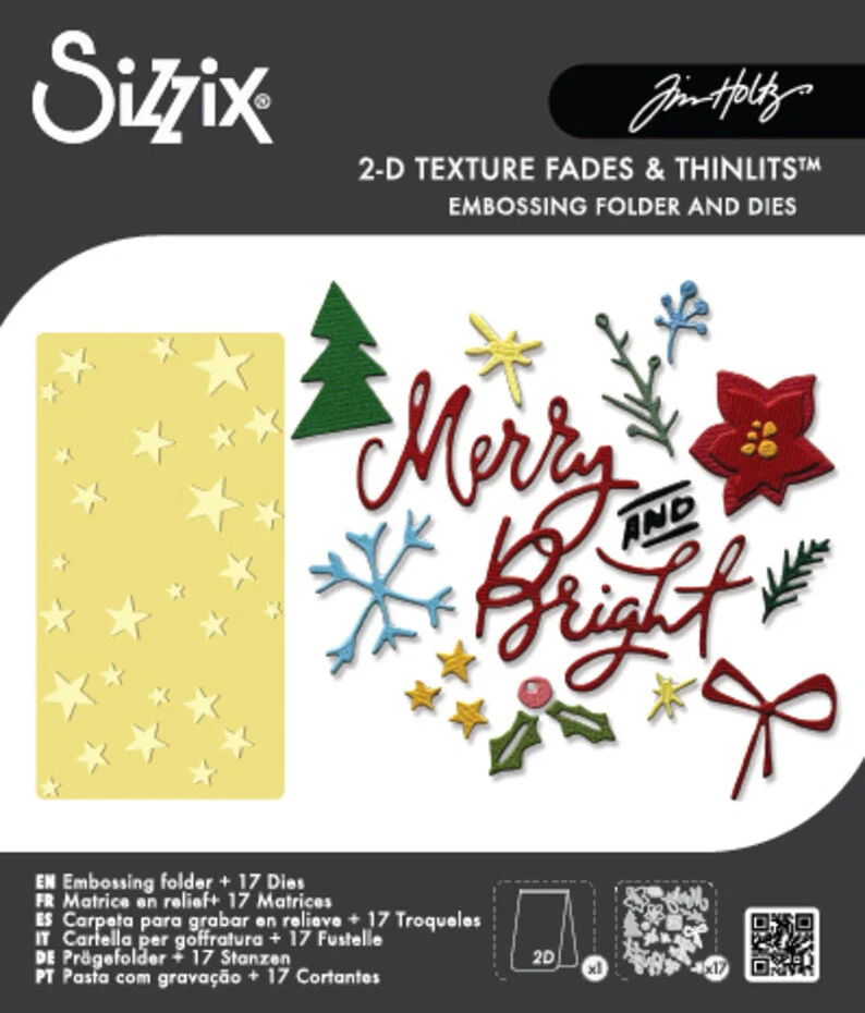 Wykrojniki Thinlits Die Vault Side-Order Merry + Bright (17szt) i folder do embossingu 2D by Tim Holtz (667248)