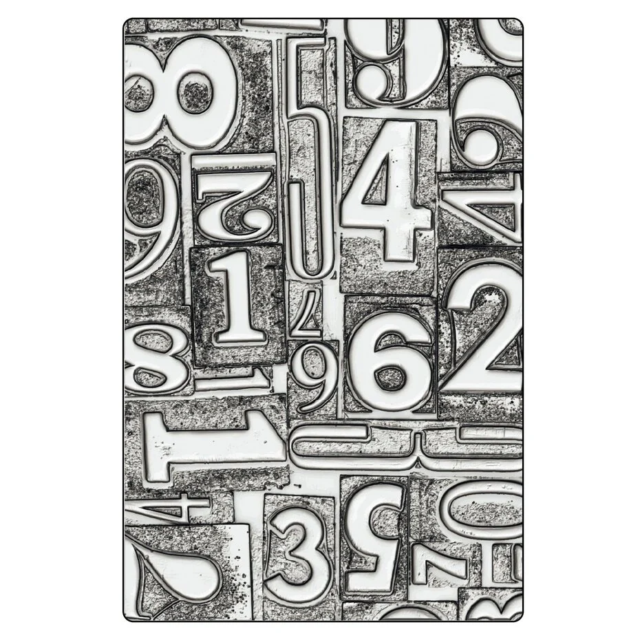 Folder wytłaczający Sizzix 3-D Texture Fades by Tim Holtz A5 Numbered -cyfry (667081)