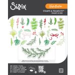 Stemple i wykrojniki Sizzix – Winter Greenery by Vicki Boutin, 15 stempli + 32 wykrojniki Framelits-zimowe gałązki (667188)