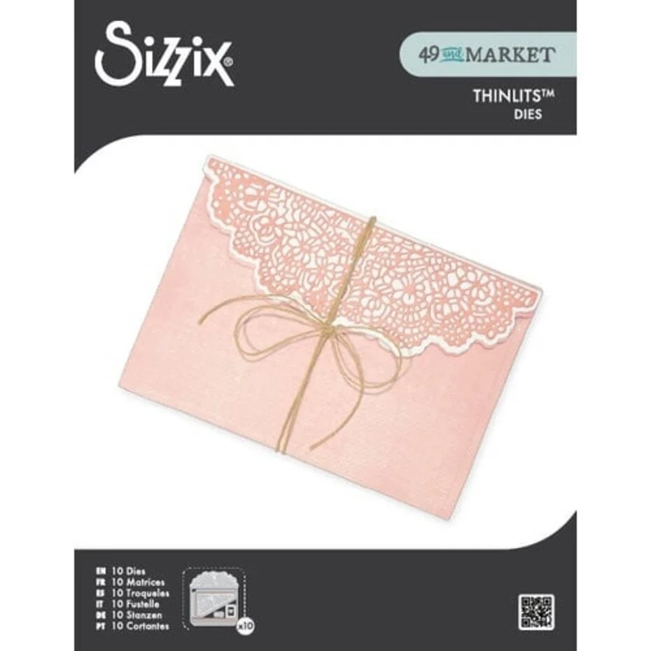 Wykrojniki Sizzix • Thinlits Die Set Laced Folio by 49 and Market 10pcs (667014)