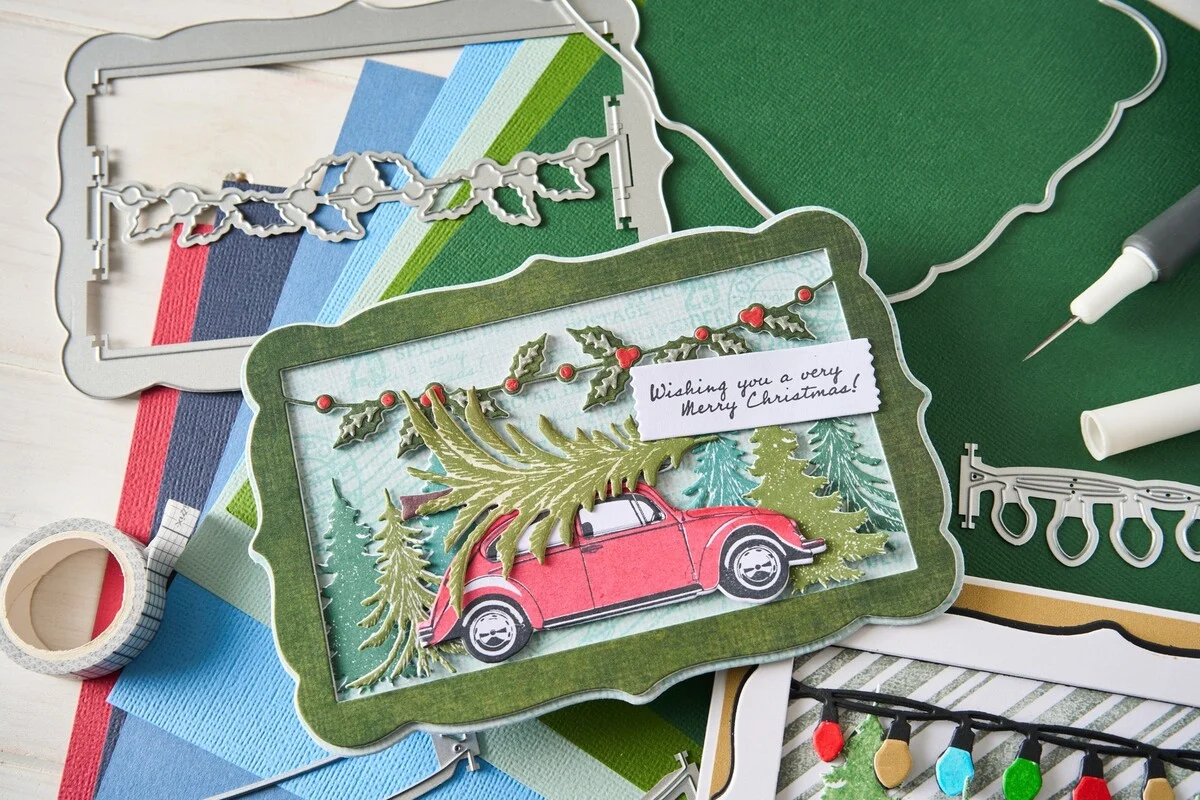 Wykrojnik i stemple zestaw A5 Sizzix • Clear Stamp Set with Framelits Trees and Trinkets by 49 and Market 32szt (667013)