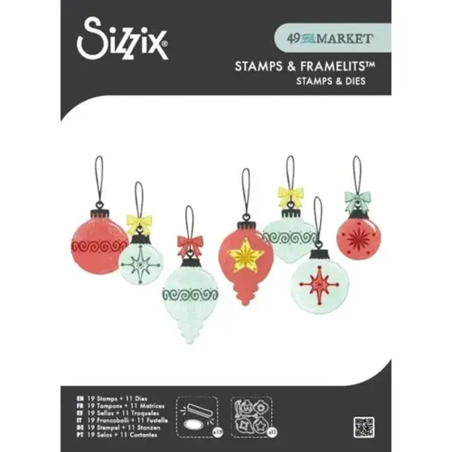 Wykrojnik i stemple zestaw A5 Sizzix • Baubles by 49 and Market 30szt (667019)