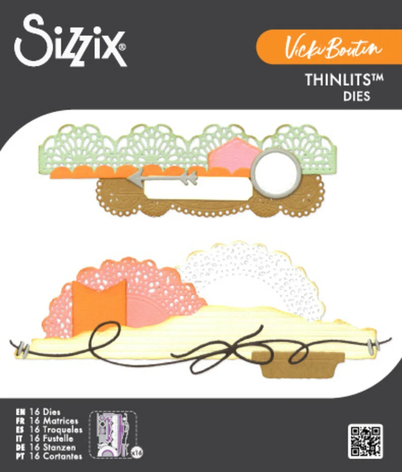 Wykrojniki Sizzix Thinlits Die Border Clusters (16pcs) by Vicki Boutin - bordery (667186)