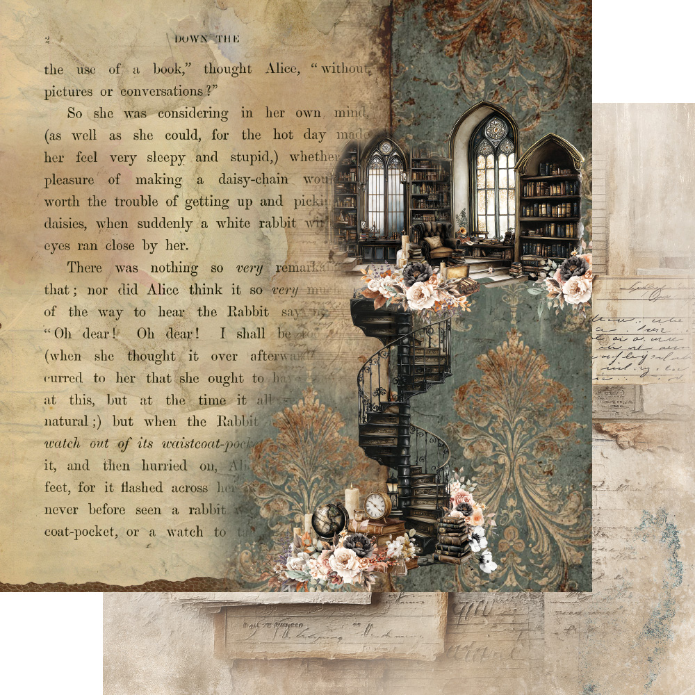 AA-ITB-07 Alchemy of Art- 12x12'' -Zestaw papierów do scrapbookingu In the Library