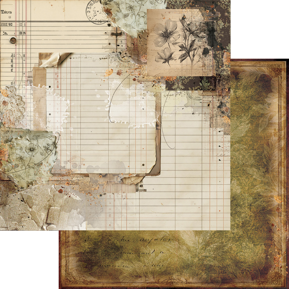 AA-VB-07 Alchemy of Art- 12x12'' -Zestaw papierów do scrapbookingu Vintage Botanical