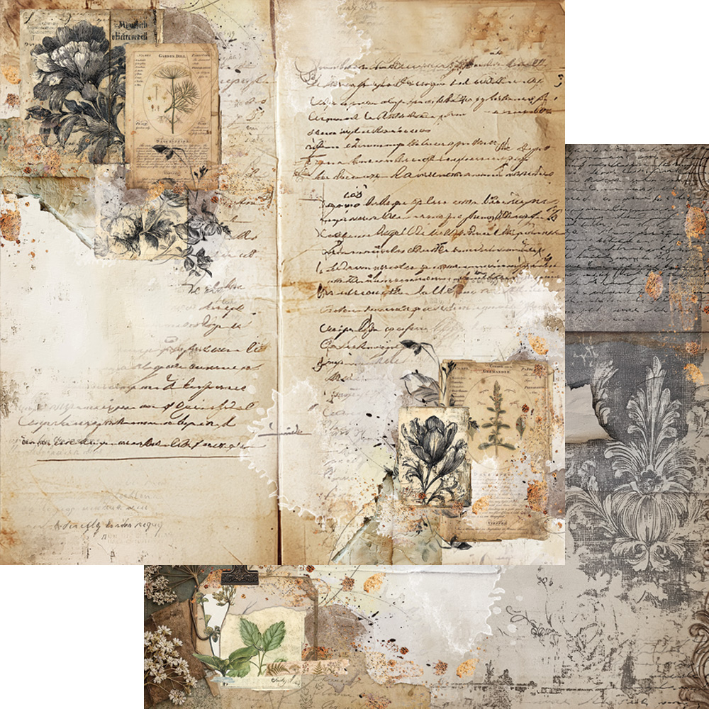 AA-VB-07 Alchemy of Art- 12x12'' -Zestaw papierów do scrapbookingu Vintage Botanical