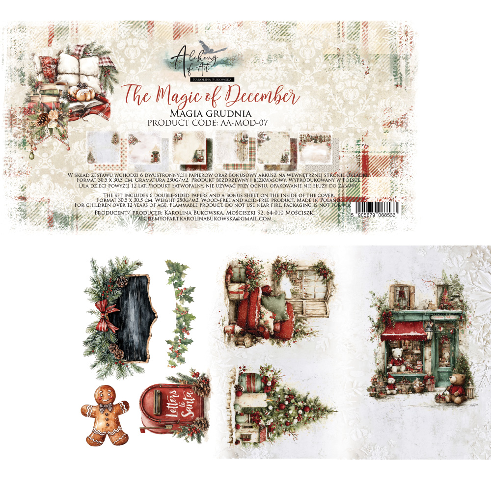 AA-MOD-07 Alchemy of Art- 12x12'' -Zestaw papierów do scrapbookingu The Magic of December