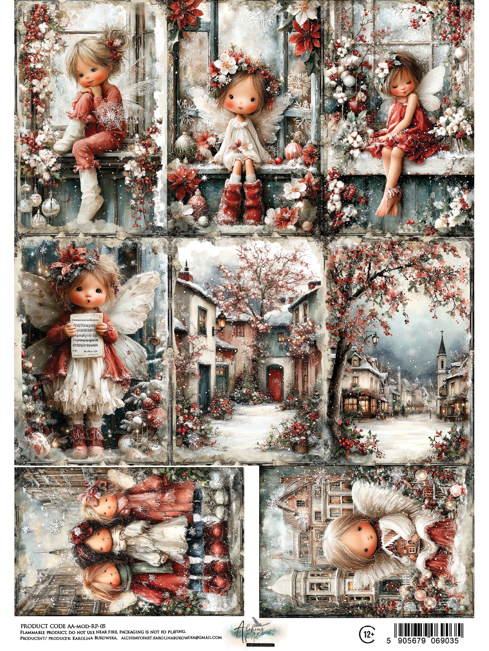 AA-MOD-RP-05 Papier ryżowy A4 - Alchemy of Art - The Magic of December