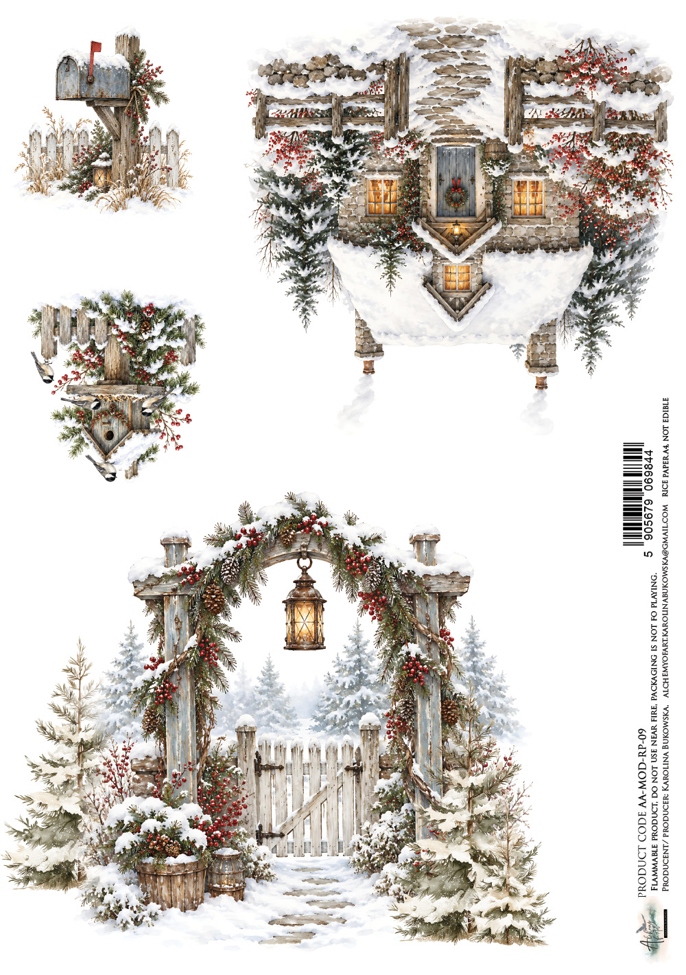 AA-MOD-RP-09 Papier ryżowy A4 - Alchemy of Art - The Magic of December