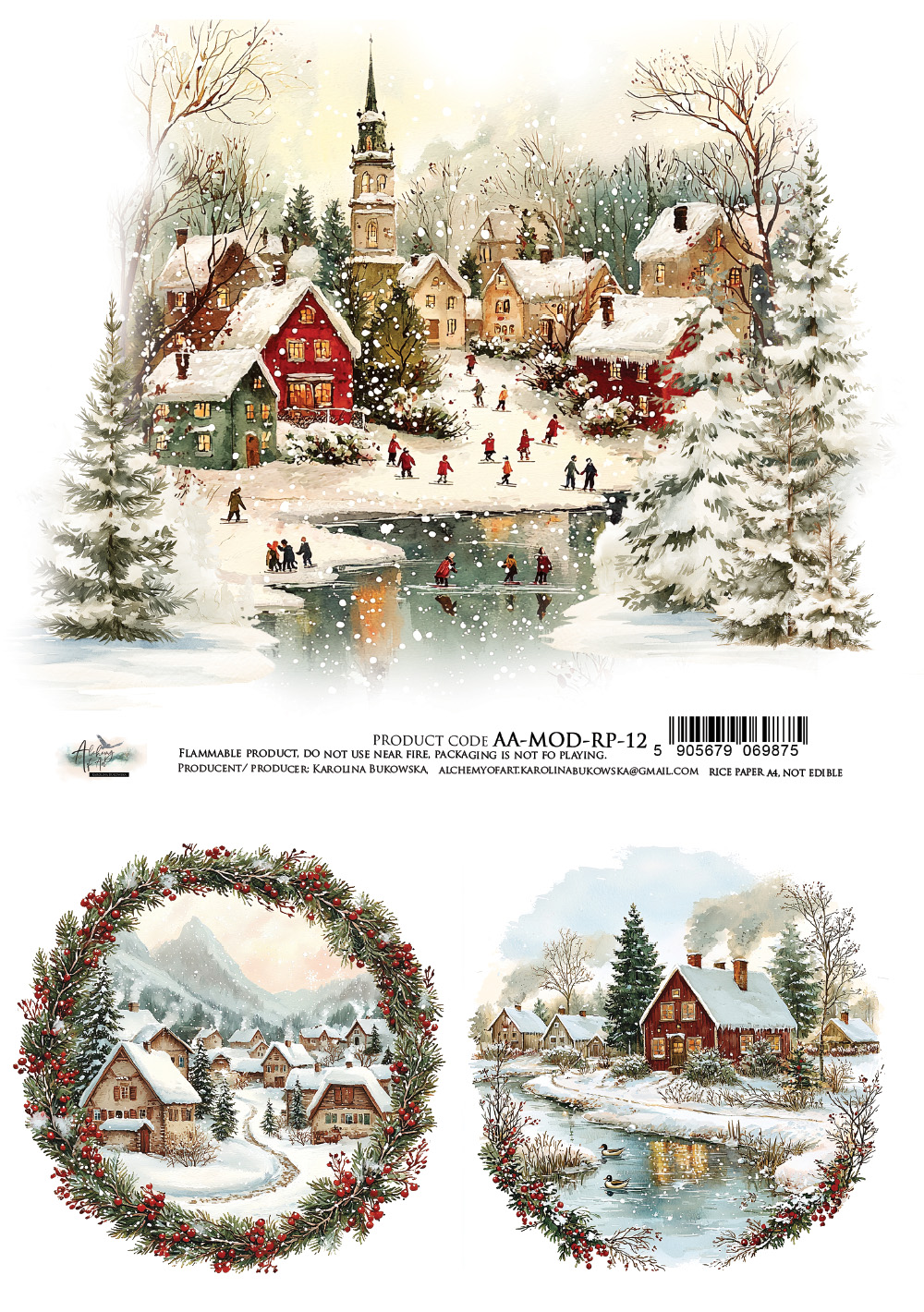 AA-MOD-RP-12 Papier ryżowy A4 - Alchemy of Art - The Magic of December