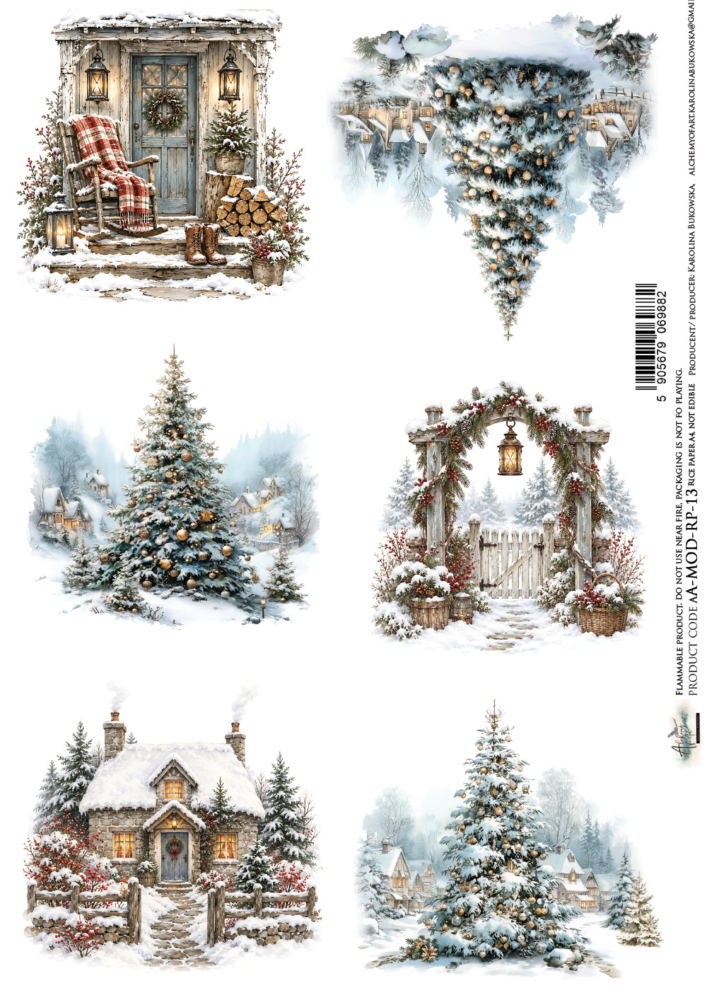 AA-MOD-RP-13 Papier ryżowy A4 - Alchemy of Art - The Magic of December
