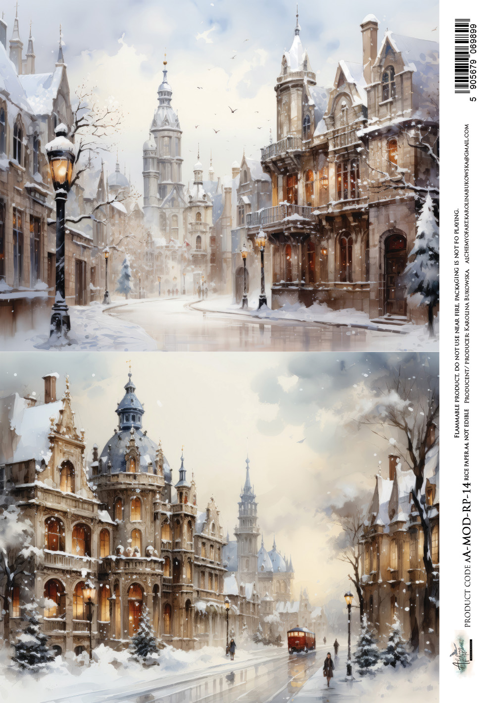 AA-MOD-RP-14 Papier ryżowy A4 - Alchemy of Art - The Magic of December