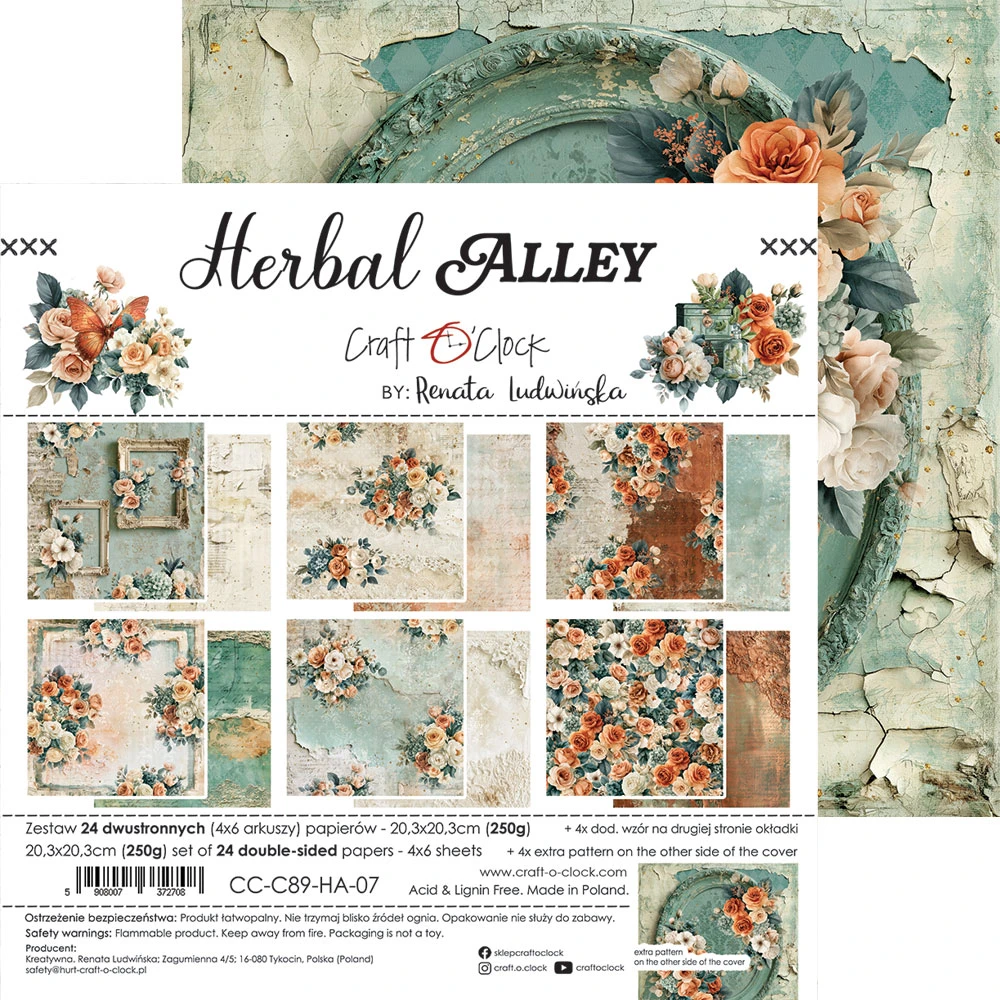CC-C89-HA-07 *PRZEDSPRZEDAŻ* HERBAL ALLEY- zestaw papierów 20,3x20,3cm- wysyłka po 6 listopada 2026r.