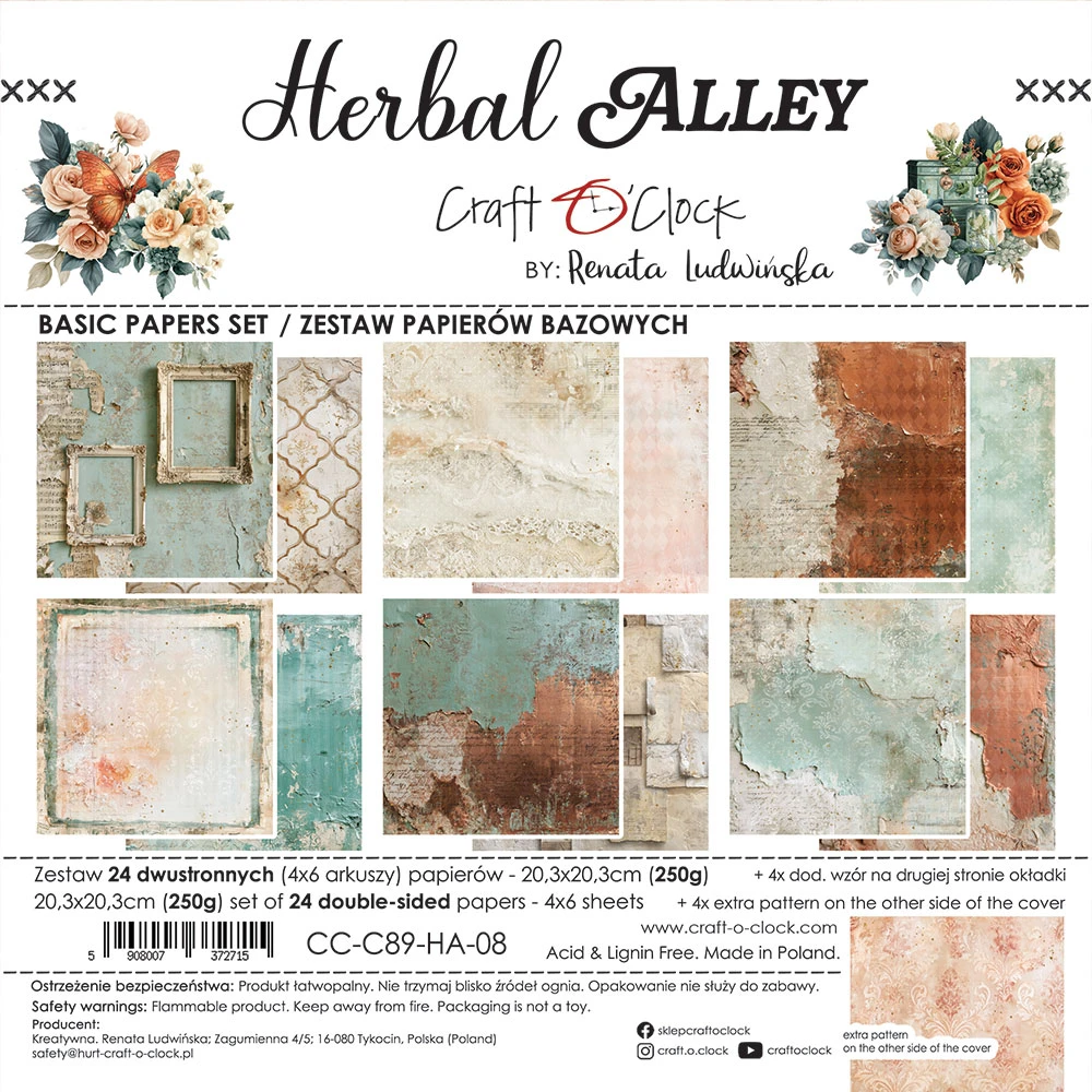 CC-C89-HA-08 *PRZEDSPRZEDAŻ* HERBAL ALLEY- zestaw papierów 20,3x20,3cm - BASIC- wysyłka po 6 listopada 2026r.