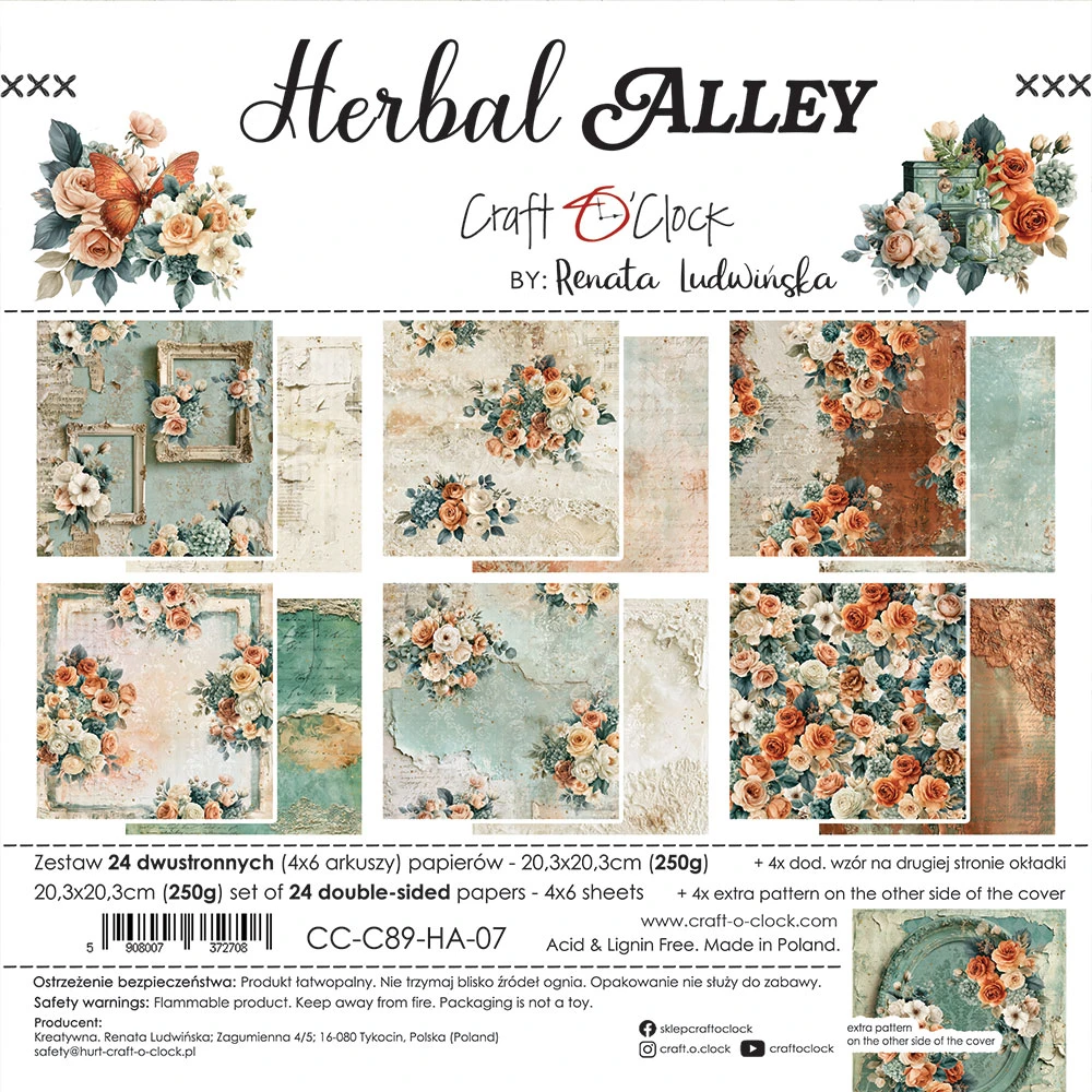 CC-C89-HA-09 *PRZEDSPRZEDAŻ* HERBAL ALLEY- zestaw papierów 20,3x20,3cm - MIX- wysyłka po 6 listopada 2026r.