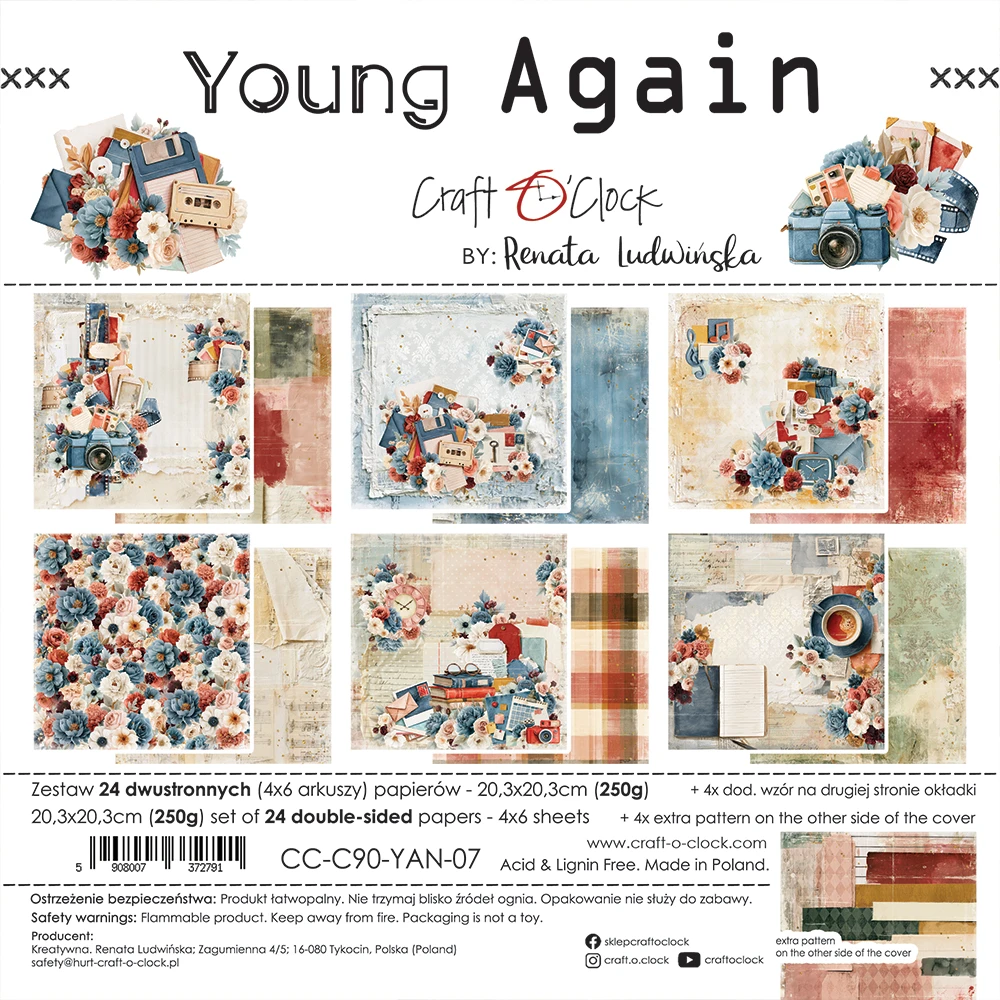 CC-C90-YAN-09 *PRZEDSPRZEDAŻ* YOUNG AGAIN- zestaw papierów 20,3x20,3cm - MIX- wysyłka po 6 listopada 2026r.
