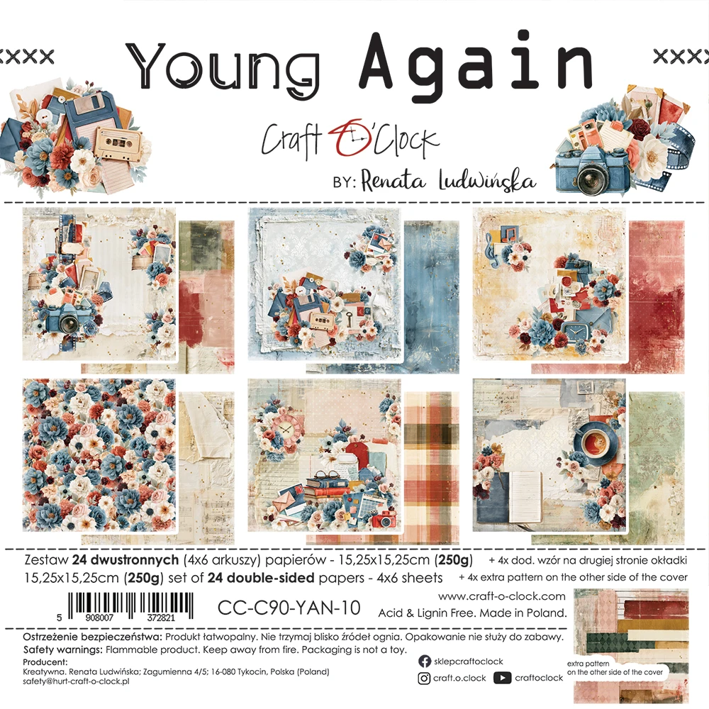 CC-C90-YAN-10 *PRZEDSPRZEDAŻ* YOUNG AGAIN - zestaw papierów 15,25x15,25cm - wysyłka po 6 listopada 2026r.