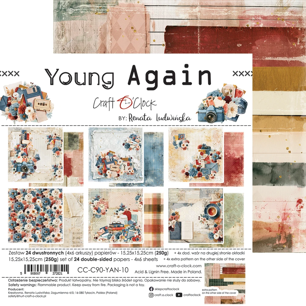 CC-C90-YAN-10 *PRZEDSPRZEDAŻ* YOUNG AGAIN - zestaw papierów 15,25x15,25cm - wysyłka po 6 listopada 2026r.