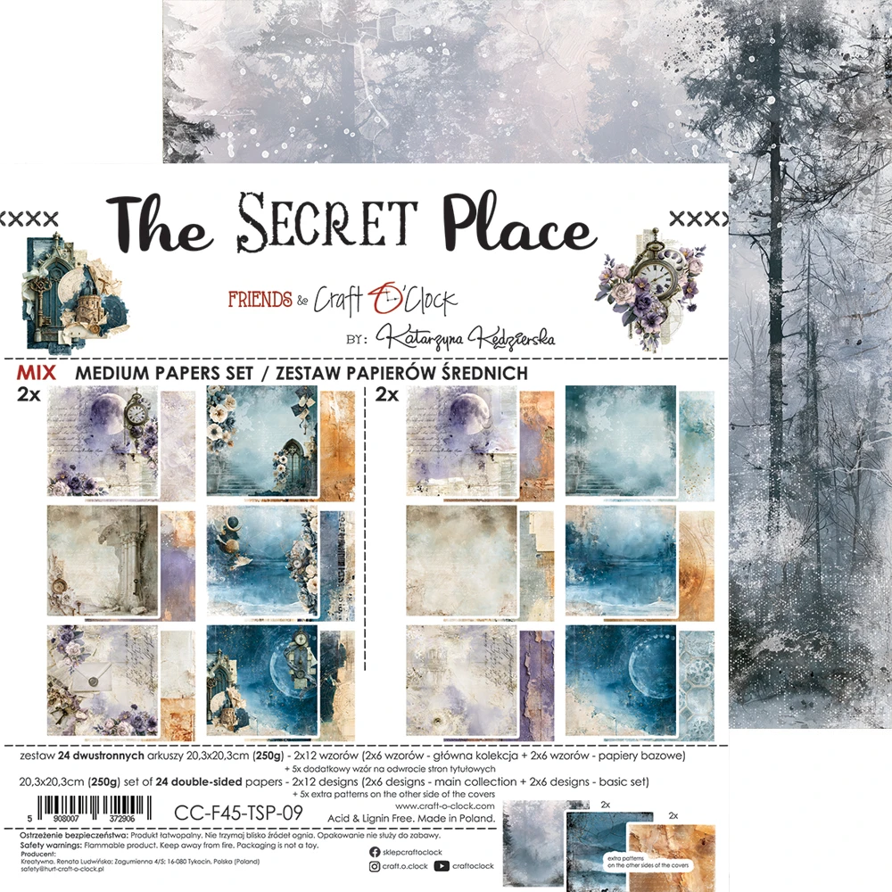 CC-F45-TSP-09 *PRZEDSPRZEDAŻ* THE SECRET PLACE- zestaw papierów 20,3x20,3cm - MIX- wysyłka po 6 listopada 2026r.