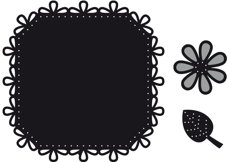 CR1249 Craftables Serwetka kwadratowa + kwiat i listek - stitch