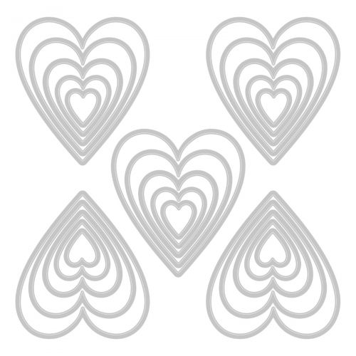  665858 Wykrojnik Sizzix Thinlits Die Set 25PK - Stacked Tiles, Hearts by Tim Holtz