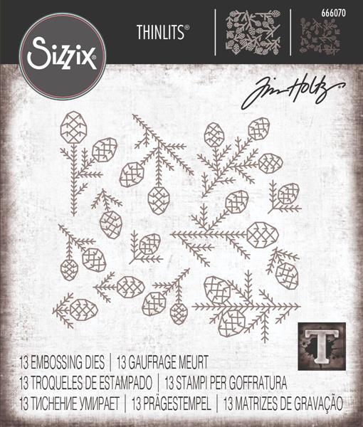  666070  Wykrojnik Sizzix Thinlits Die Set "Pine Patterns" by Tim Holtz