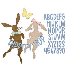 666562  Wykrojnik Thinlits Die Set Vault Hippity Hop - zające i alfabet
