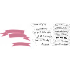 COL1325 Wykrojniki bannerki i stemple teksty christmas